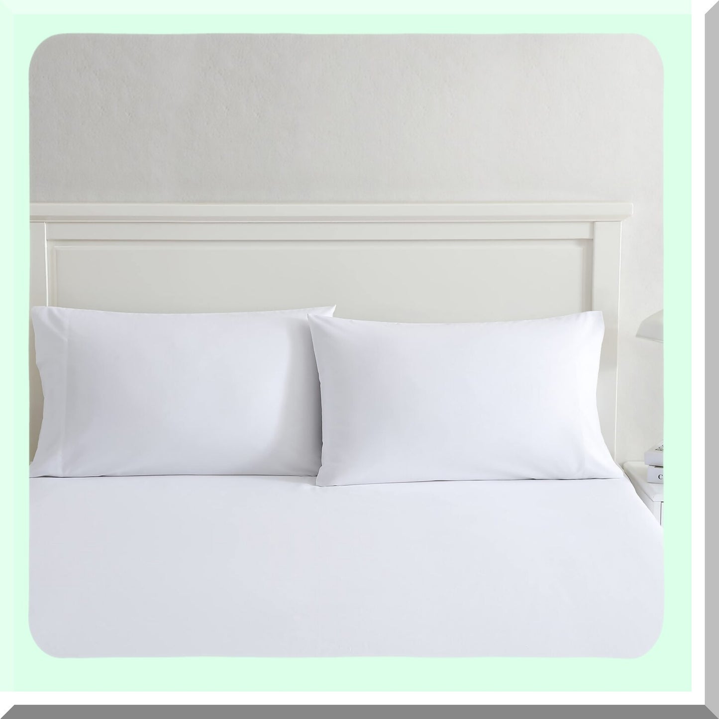 Percale Cotton Pillowcase Set - White Dream - 2 Piece Bedding Bundle - Soft & Breathable - Casual Home Decor - Standard Size - Solid Color