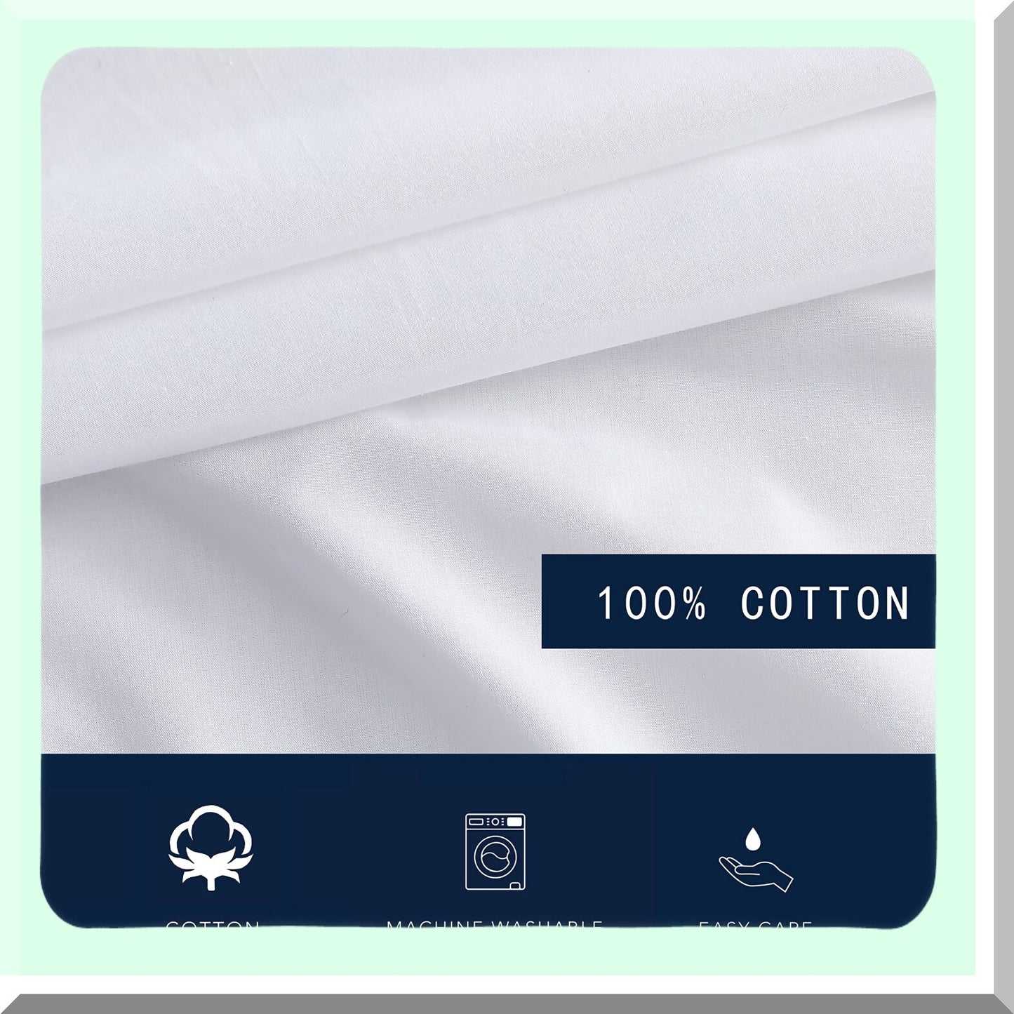 Percale Cotton Pillowcase Set - White Dream - 2 Piece Bedding Bundle - Soft & Breathable - Casual Home Decor - Standard Size - Solid Color