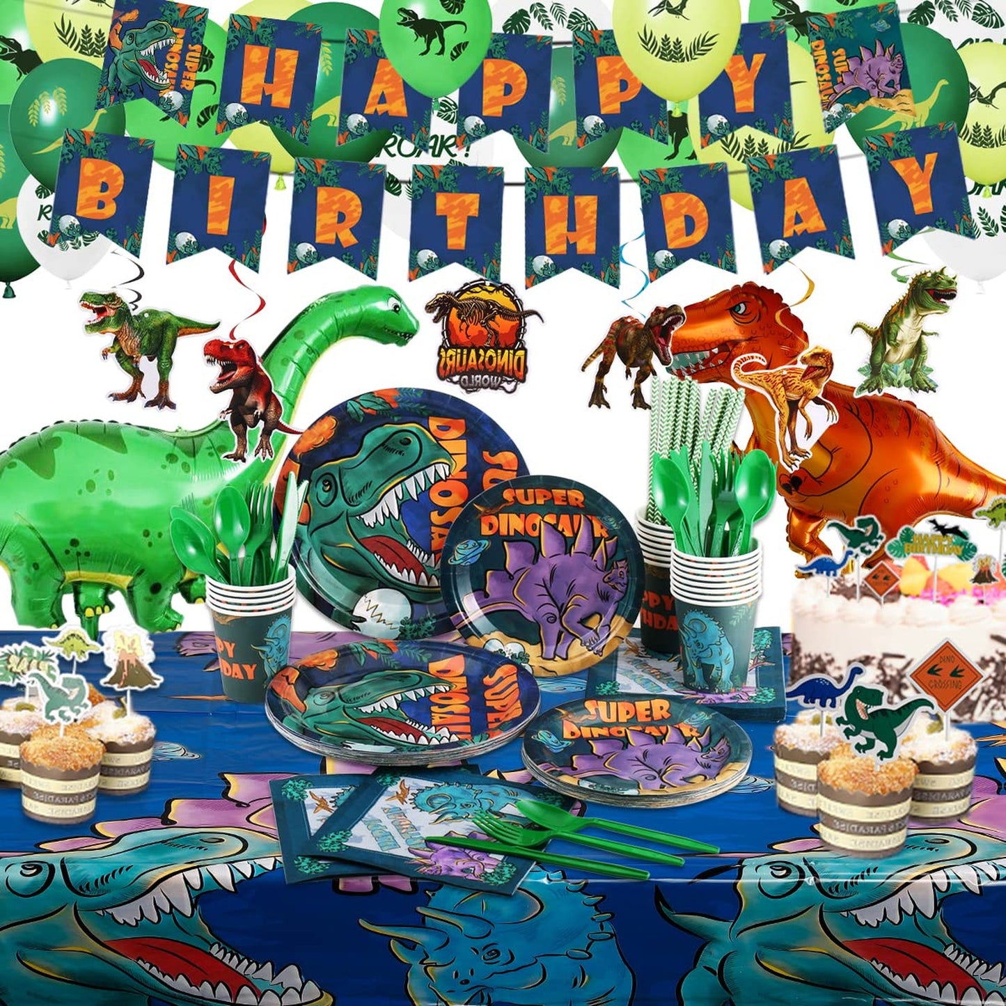 Dinosaur Birthday Party Supplies Kit for Boys