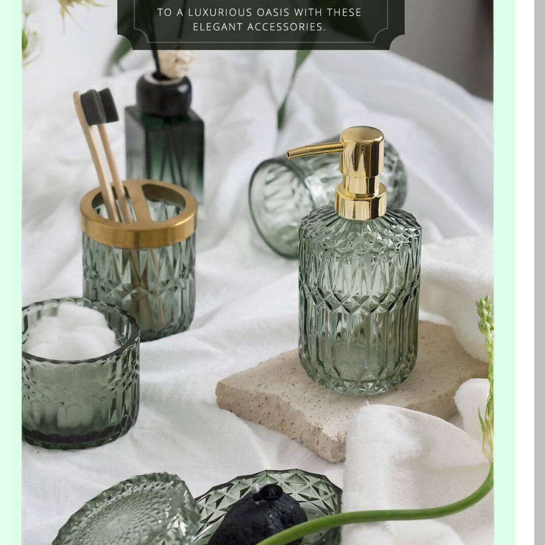 6PCS Bathroom Clear Glass Accessories Set