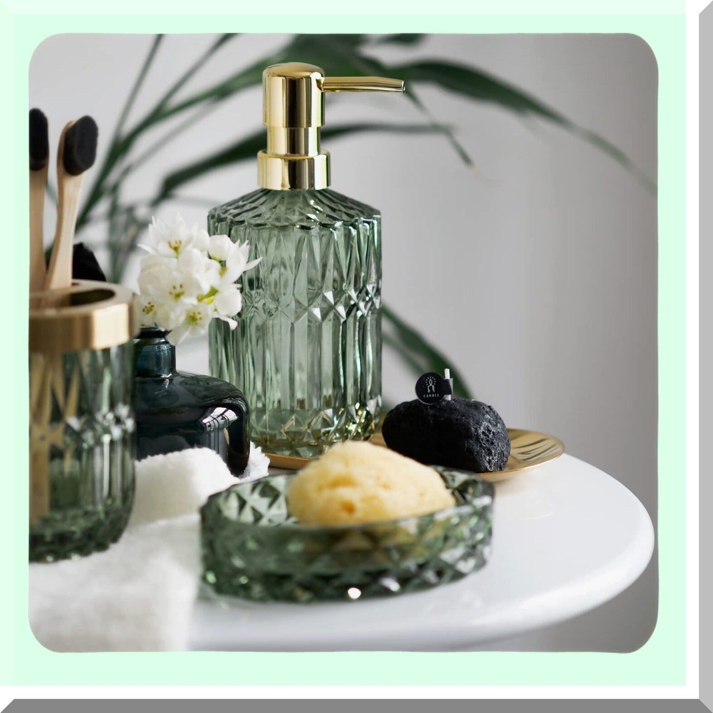 6PCS Bathroom Clear Glass Accessories Set