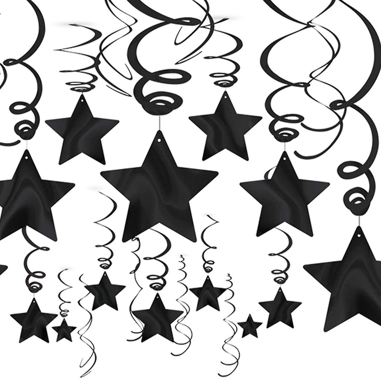 Hanging Swirls Shooting Stars Black Party Decor