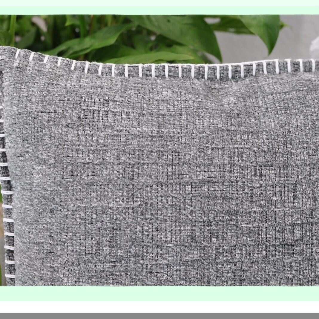 Velvet Chenille Farmhouse Throw Pillow Covers - Heather Dark Grey 20x20 Set of 2 - Soft Textured Cushion Covers for Living Room, Chairs, Couch - Stitched Edge Decor