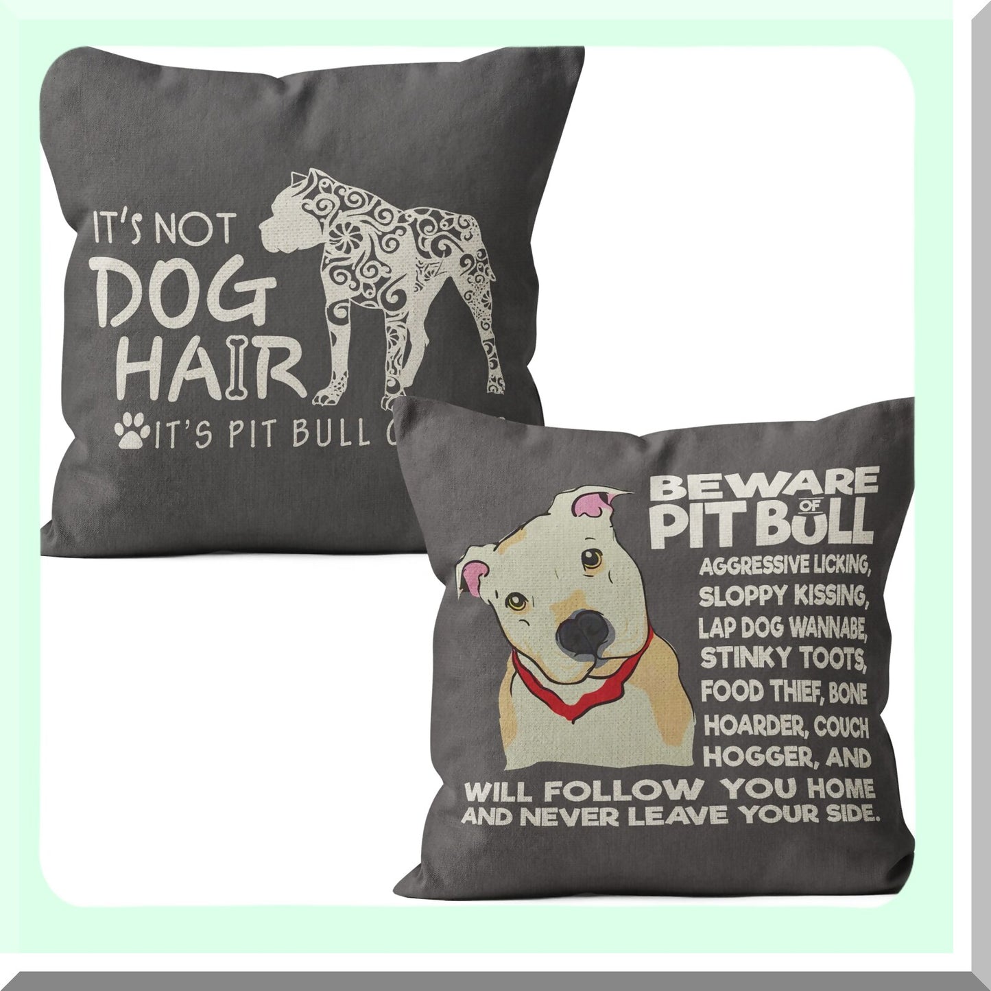 Pitbull Pawsome Pillow Set - 2 Pieces 18x18 Pit Bull Pillow Cases for Women - Decorative Pit Bull Mom Gifts - Unique Pitbull Gifts for Owners - Dog Lover Home Decor
