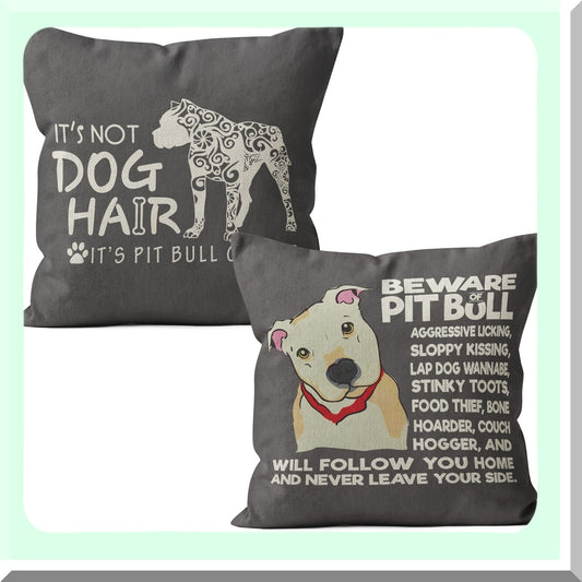 Pitbull Pawsome Pillow Set - 2 Pieces 18x18 Pit Bull Pillow Cases for Women - Decorative Pit Bull Mom Gifts - Unique Pitbull Gifts for Owners - Dog Lover Home Decor