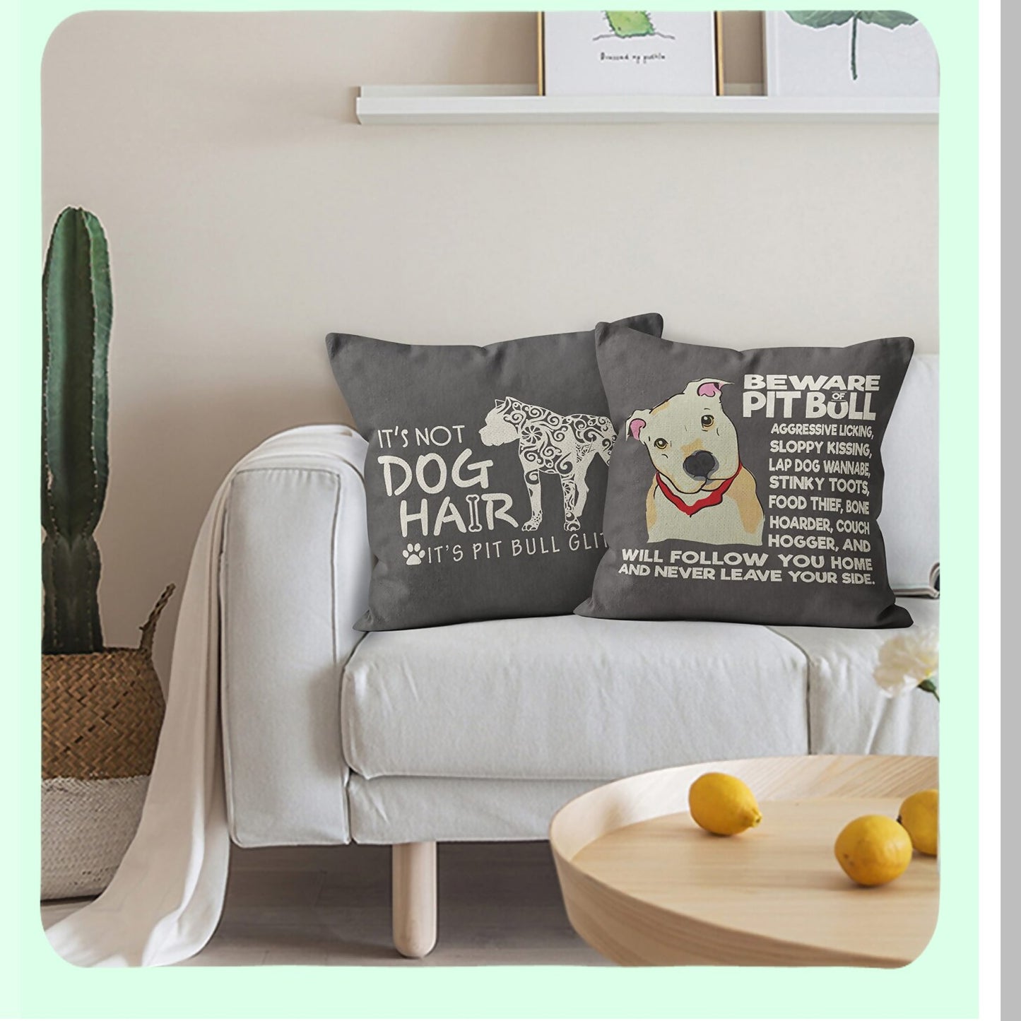 Pitbull Pawsome Pillow Set - 2 Pieces 18x18 Pit Bull Pillow Cases for Women - Decorative Pit Bull Mom Gifts - Unique Pitbull Gifts for Owners - Dog Lover Home Decor