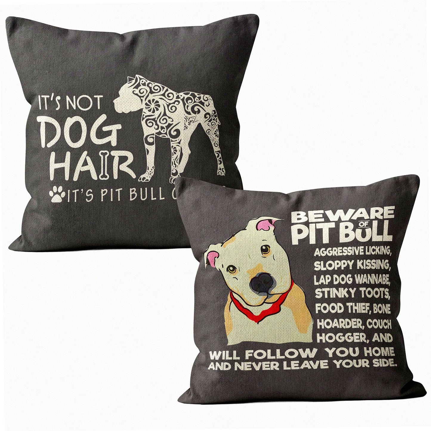 Pitbull Pawsome Pillow Set - 2 Pieces 18x18 Pit Bull Pillow Cases for Women - Decorative Pit Bull Mom Gifts - Unique Pitbull Gifts for Owners - Dog Lover Home Decor