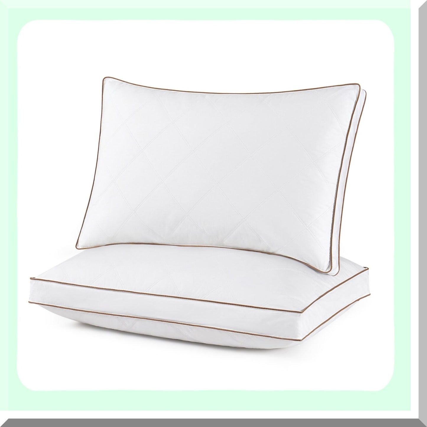 Luxury Dream Down Pillows - 2 Pack, 100% Cotton Cover, Standard Size Set of 2, Quilted Soft Inserts for Sleeping, Goose Down Bed Pillow Set