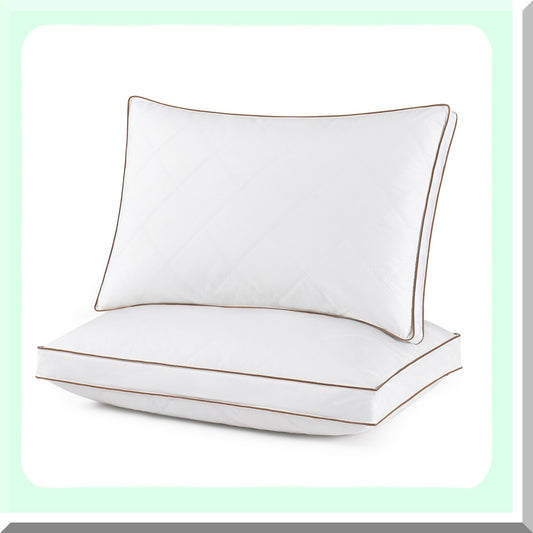 Luxury Dream Down Pillows - 2 Pack, 100% Cotton Cover, Standard Size Set of 2, Quilted Soft Inserts for Sleeping, Goose Down Bed Pillow Set