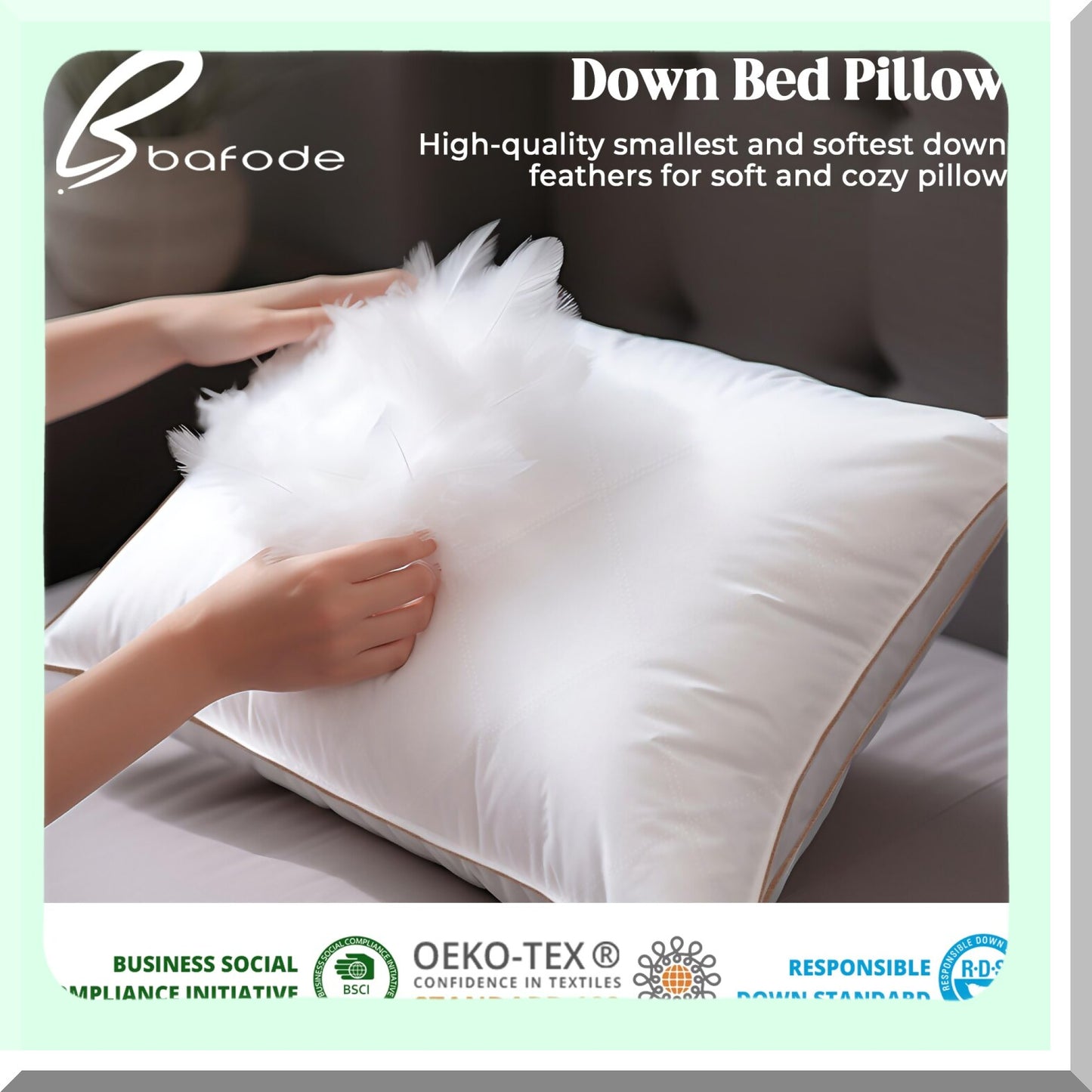 Luxury Dream Down Pillows - 2 Pack, 100% Cotton Cover, Standard Size Set of 2, Quilted Soft Inserts for Sleeping, Goose Down Bed Pillow Set