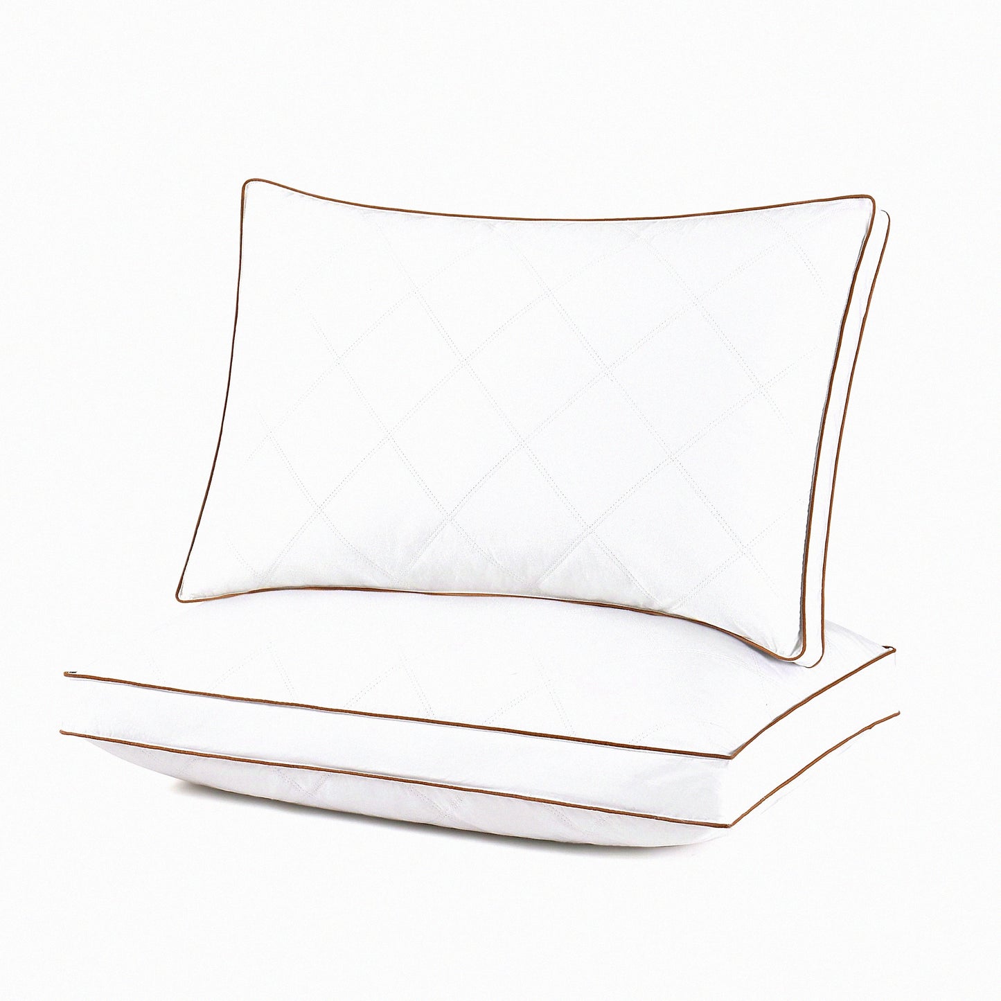 Luxury Dream Down Pillows - 2 Pack, 100% Cotton Cover, Standard Size Set of 2, Quilted Soft Inserts for Sleeping, Goose Down Bed Pillow Set