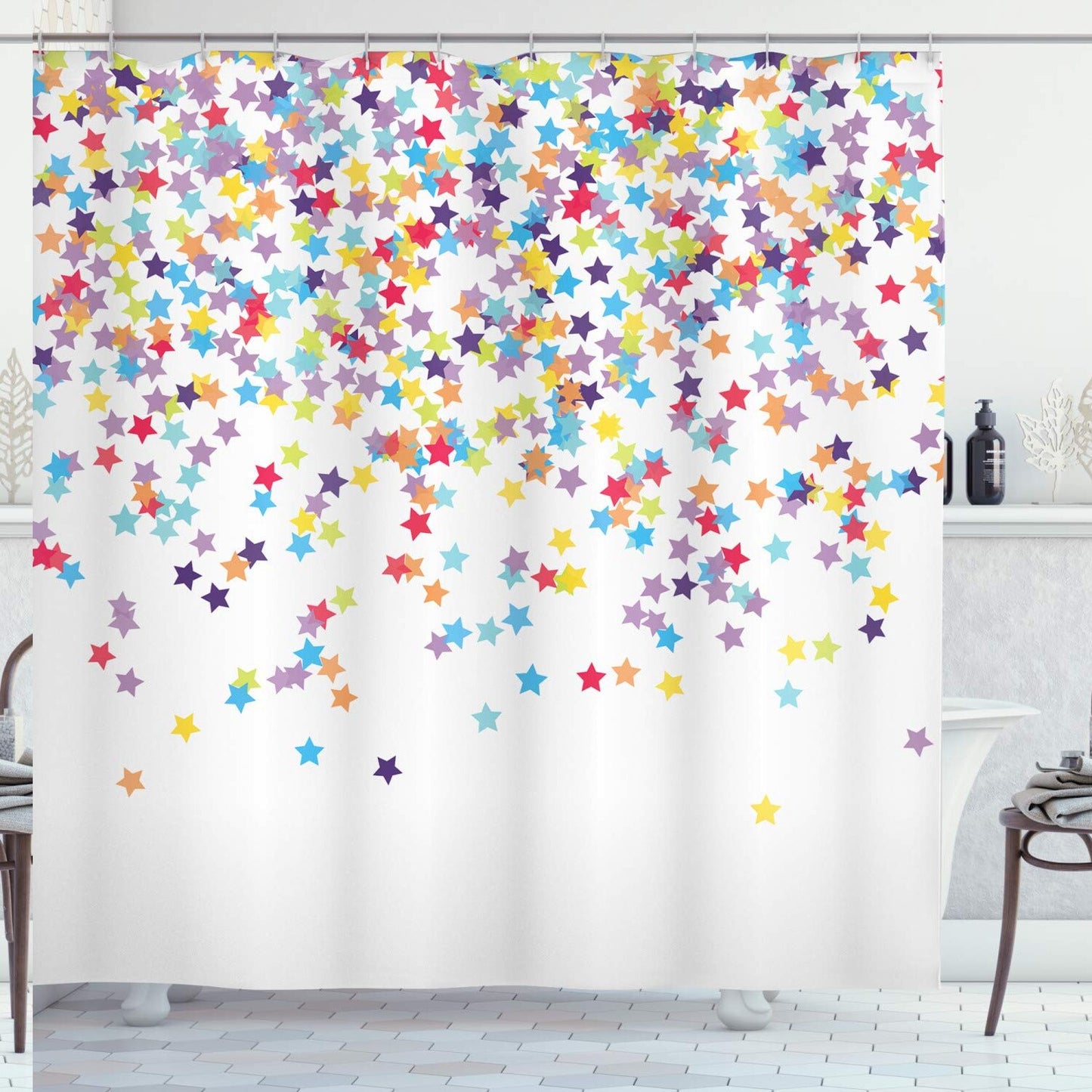 Star Shower Curtain Purple Blue 69x75 inches