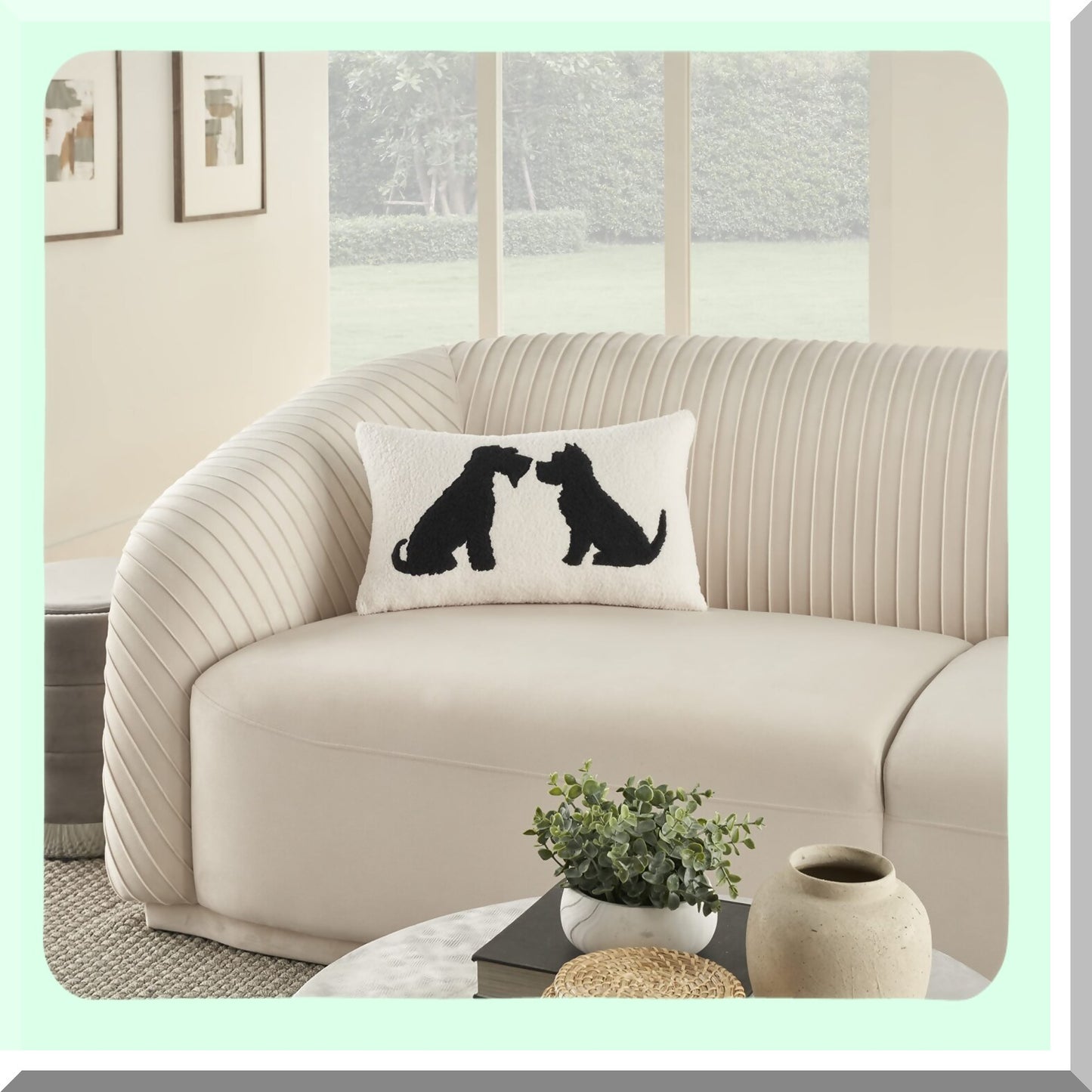 Sherpa Comfort Pet Pillow - Dog Silhouette Black 12" x 21" Bed - Plush Cushion for Dogs - Cozy Pet Bedding - Soft Pillow for Pets - Luxury Dog Pillow