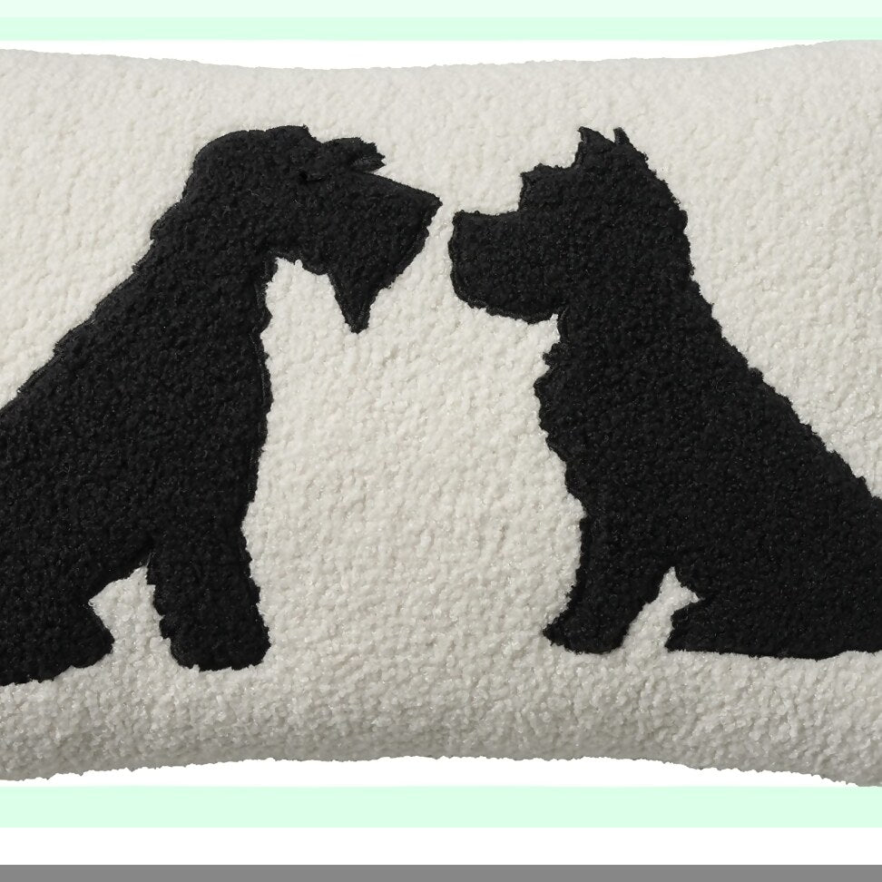 Sherpa Comfort Pet Pillow - Dog Silhouette Black 12" x 21" Bed - Plush Cushion for Dogs - Cozy Pet Bedding - Soft Pillow for Pets - Luxury Dog Pillow
