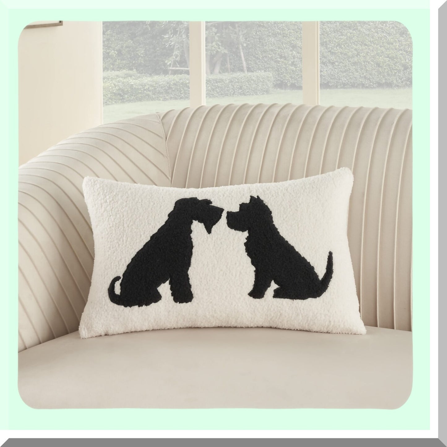 Sherpa Comfort Pet Pillow - Dog Silhouette Black 12" x 21" Bed - Plush Cushion for Dogs - Cozy Pet Bedding - Soft Pillow for Pets - Luxury Dog Pillow