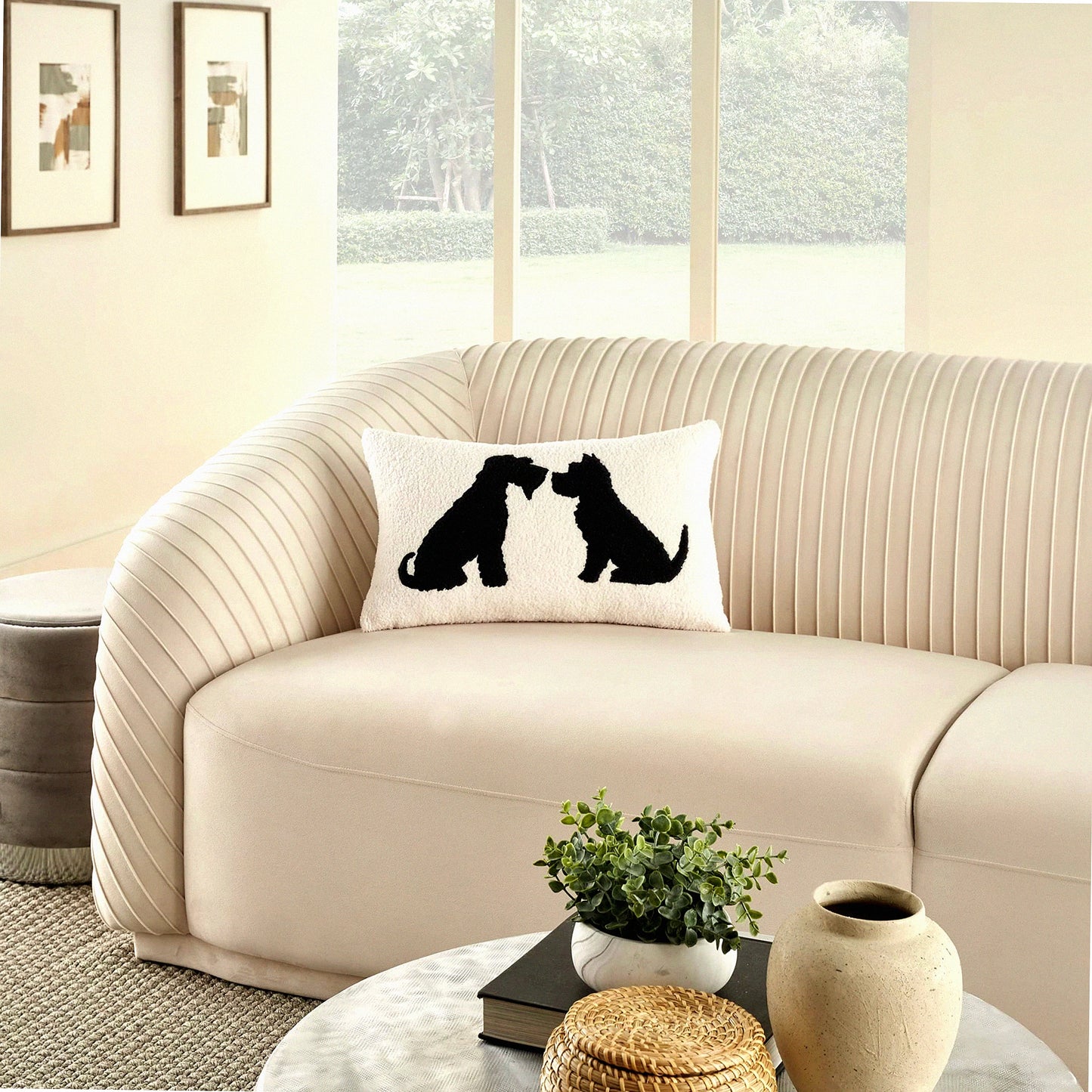 Sherpa Comfort Pet Pillow - Dog Silhouette Black 12" x 21" Bed - Plush Cushion for Dogs - Cozy Pet Bedding - Soft Pillow for Pets - Luxury Dog Pillow