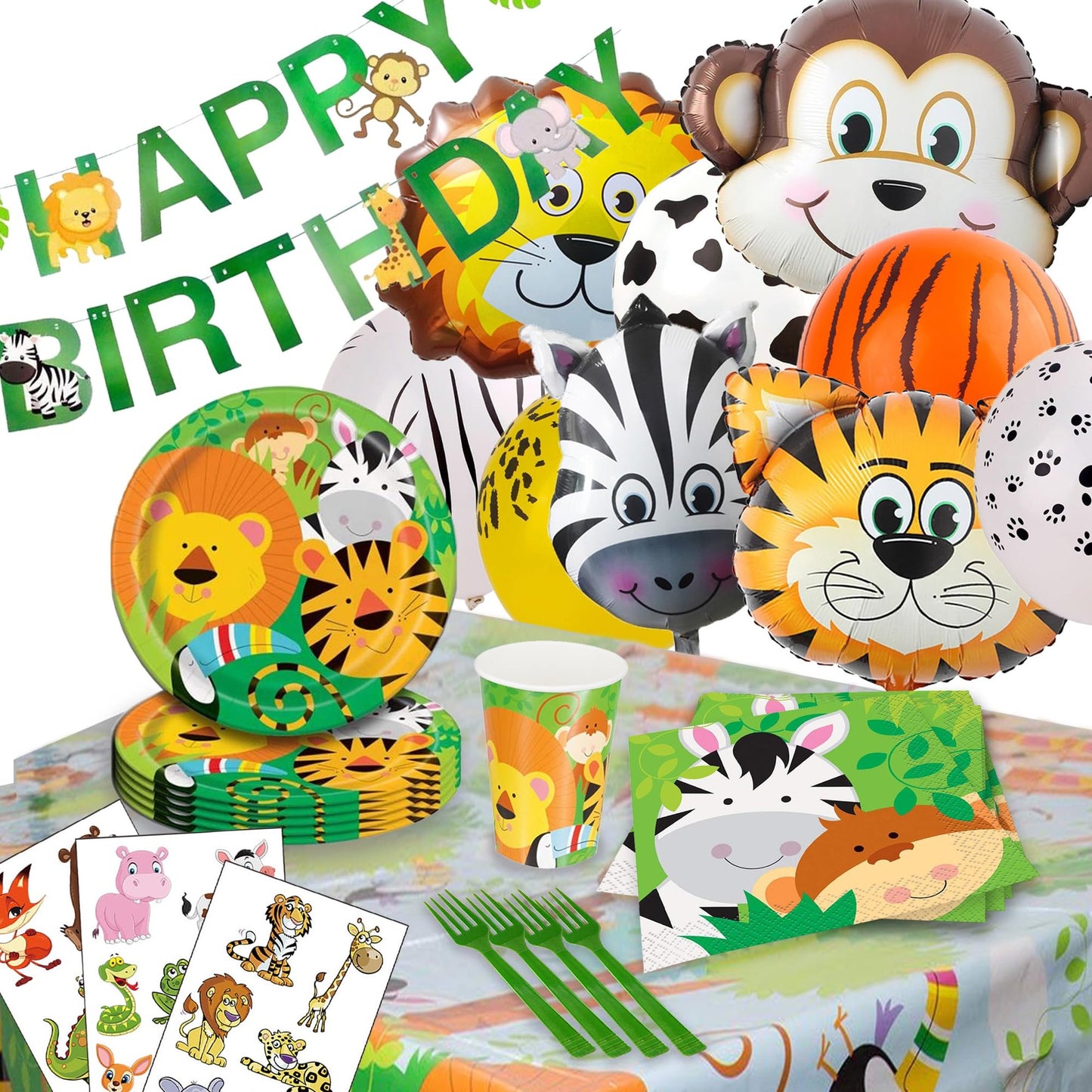Zoo Jungle Party Supplies Set for 16 Guests