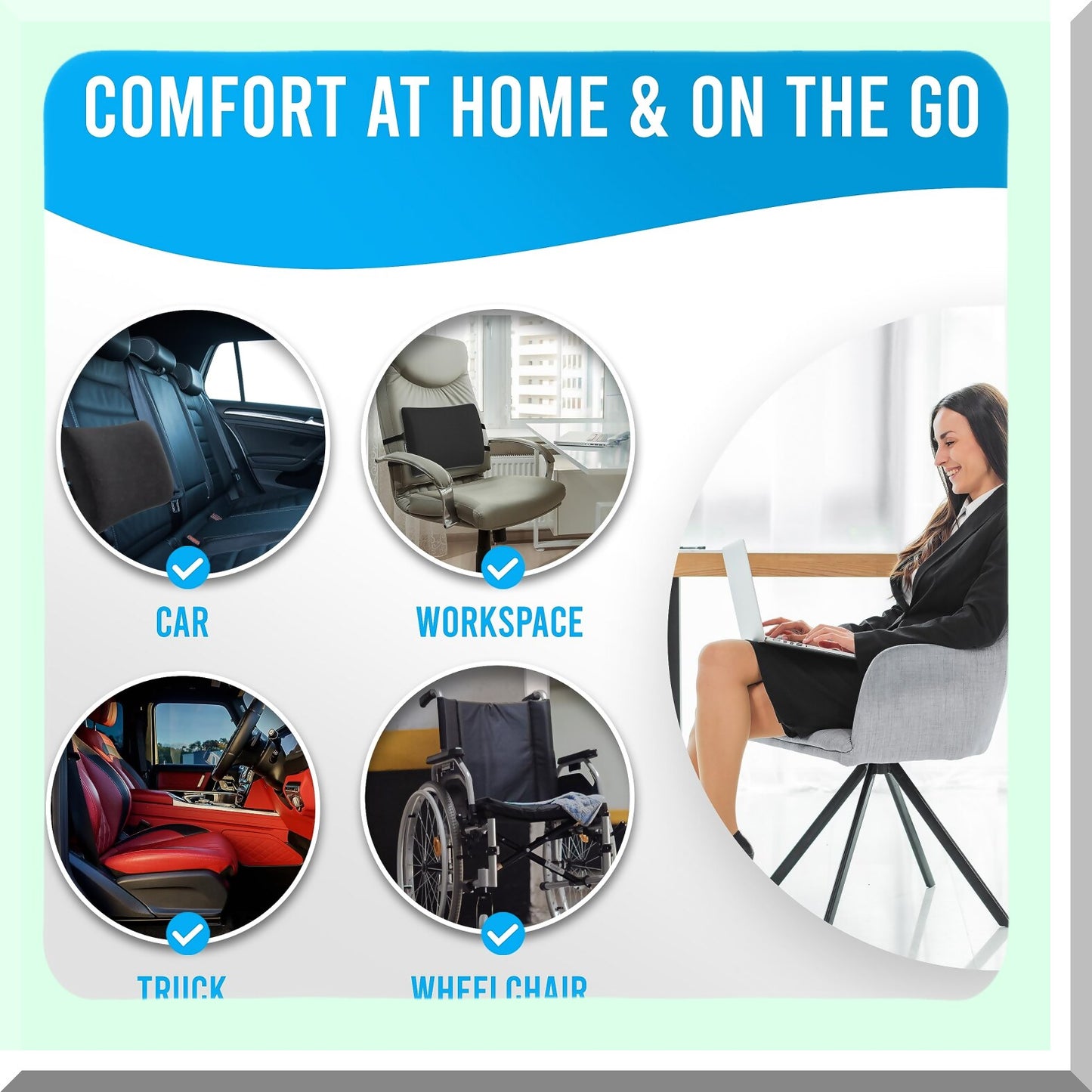 BreathEase Mesh Velvet Lumbar Pillow - Memory Foam Support for Car, Office Chair, Couch - Cozy Lumbar Cushion for Back Relief