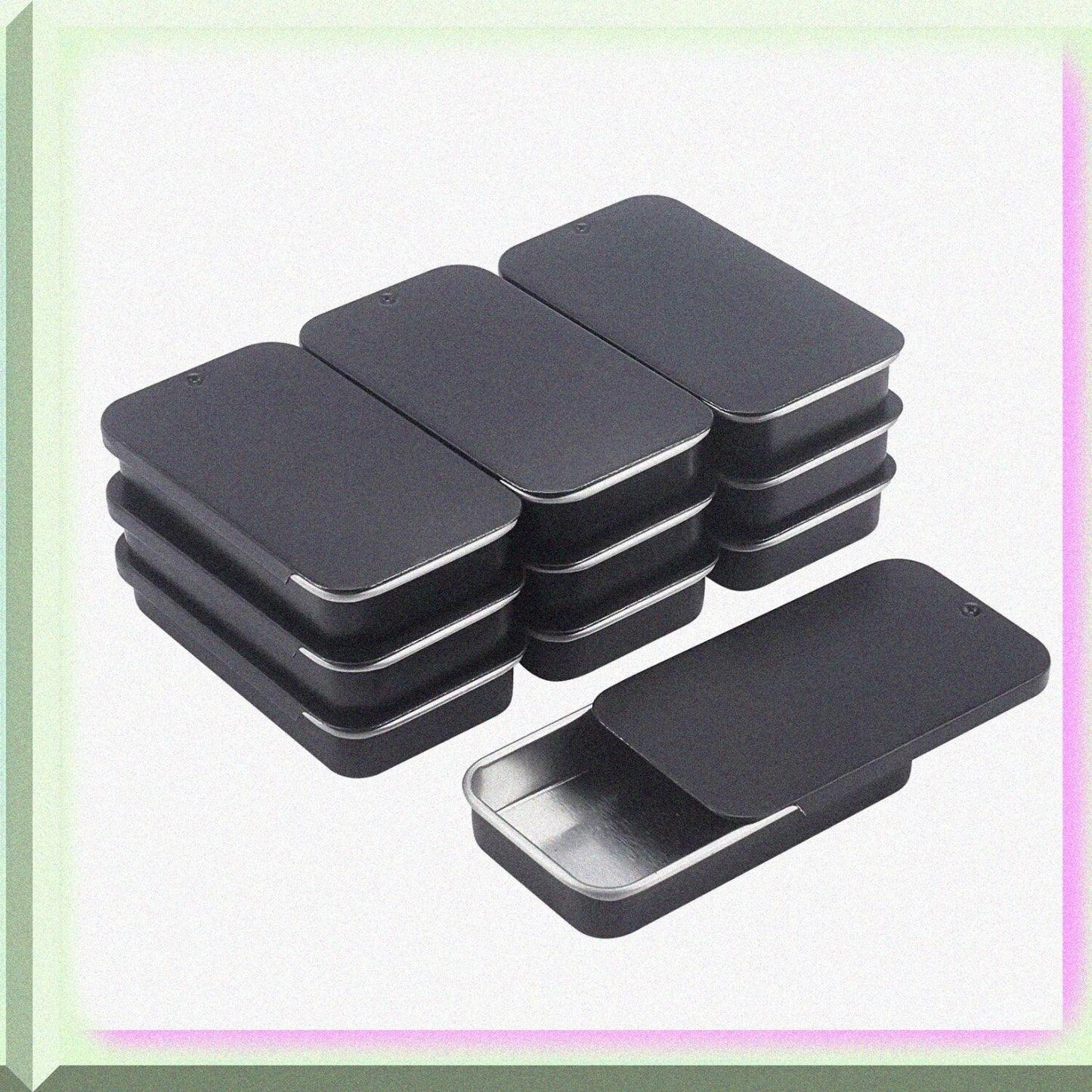 20 Pack Metal Slide Top Tin Containers Gunmetal