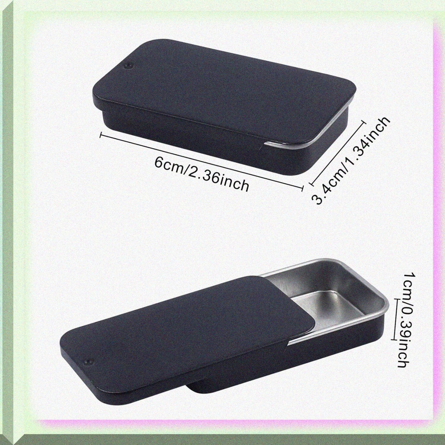 20 Pack Metal Slide Top Tin Containers Gunmetal