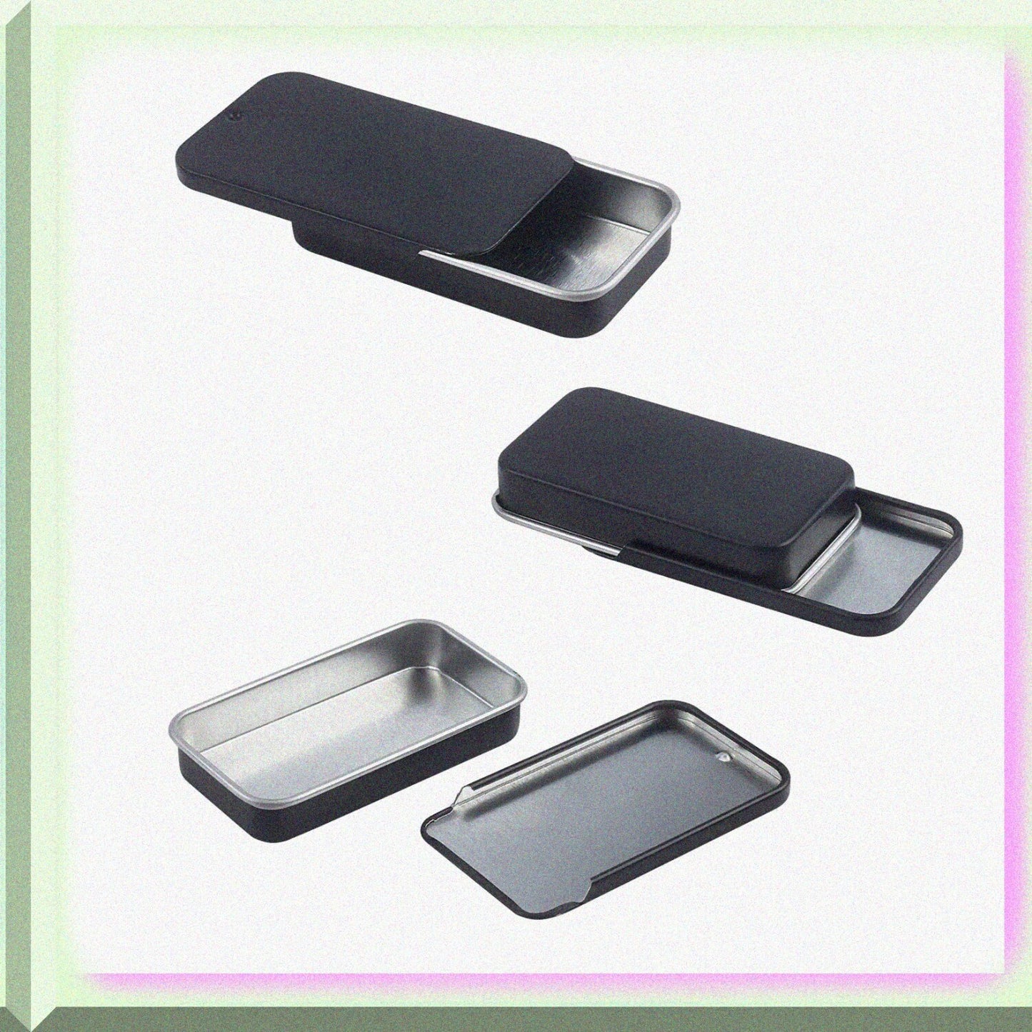 20 Pack Metal Slide Top Tin Containers Gunmetal