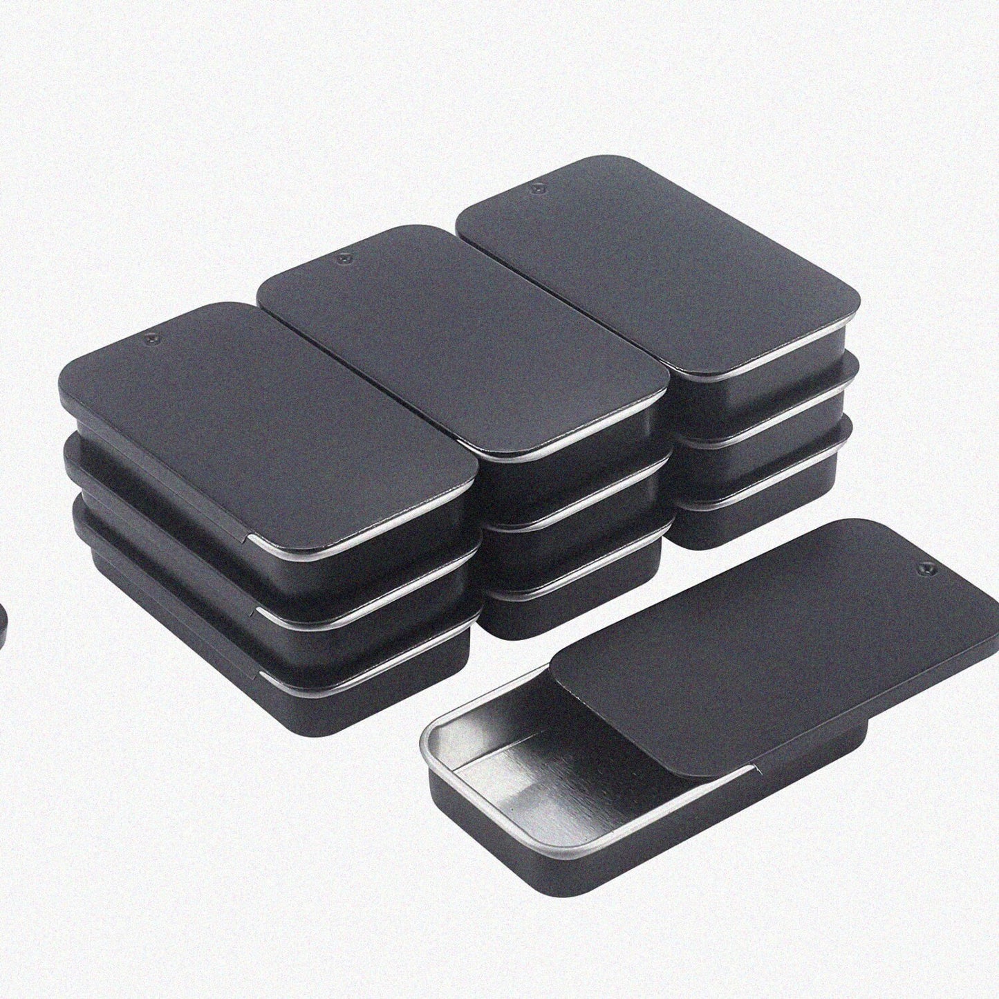 20 Pack Metal Slide Top Tin Containers Gunmetal