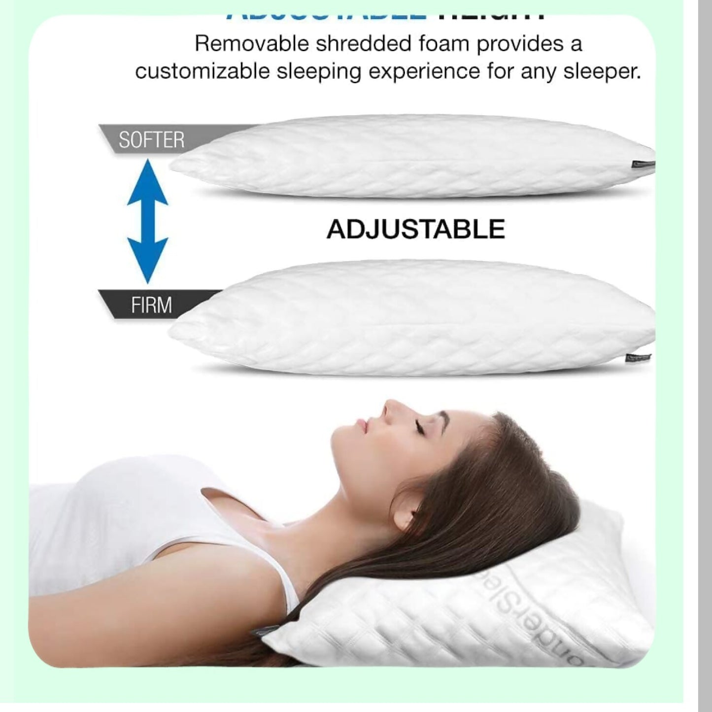 CoolDream Memory Foam Luxury Pillow - Adjustable Loft Hotel Collection Grade with Cooling Bamboo Cover - Queen Size Pack
