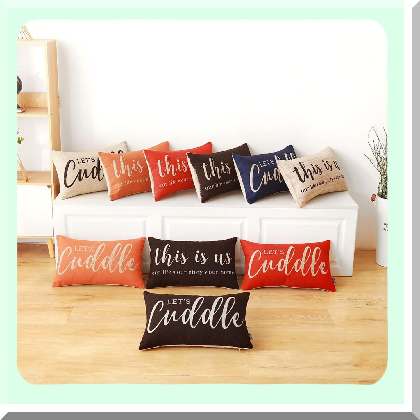 Rustic Family Quote Lumbar Pillow - Farmhouse Cushion Cover for Sofa - Housewarming Gift - Black 12x20 inches - This is Us Saying Pillowcase