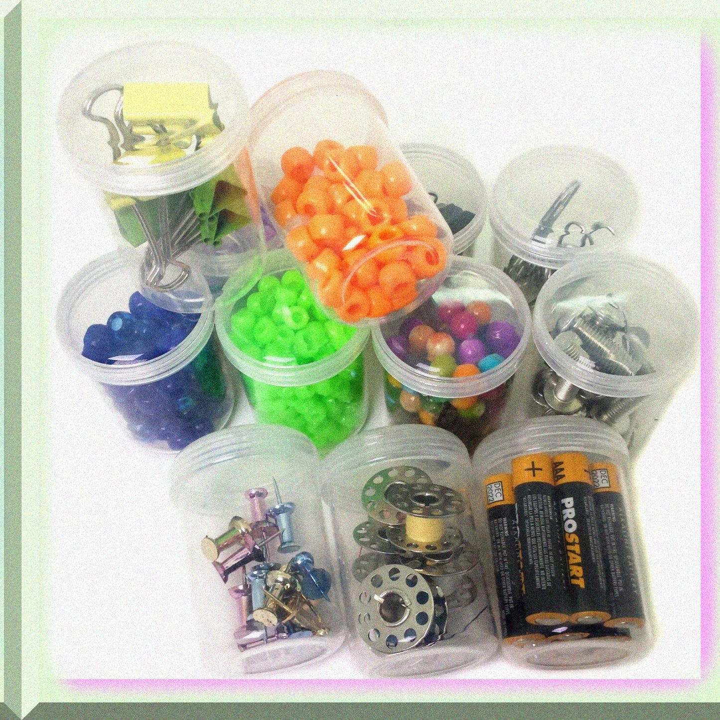 12 Plastic Containers with Rounded Screw-Top Lids