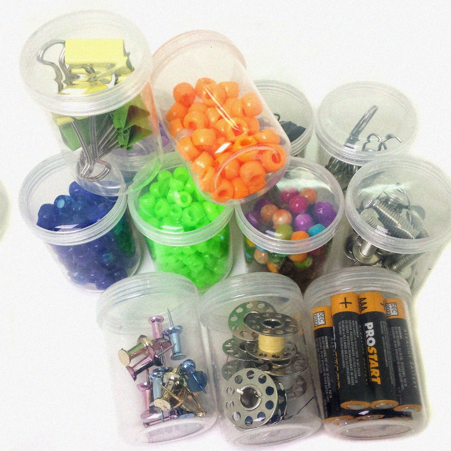 12 Plastic Containers with Rounded Screw-Top Lids