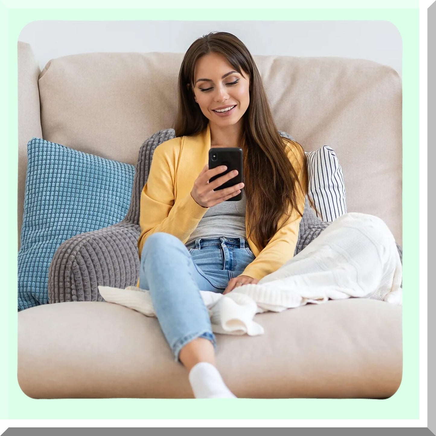ComfortMax Backrest Pillow - Large Adult Reading Bed Wedge with Arms Support for Sitting Up in Bed/Couch. Lounging Bedrest with Waffle Stereoscopic Design in Grey.
