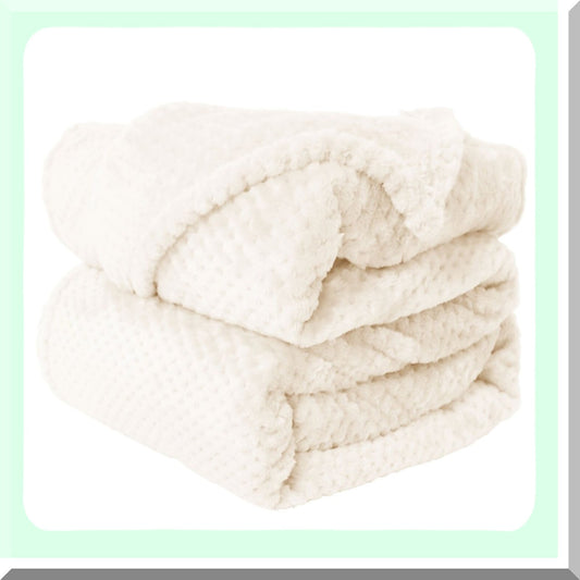CozyDream Flannel Fleece Blanket - Soft, Warm, Lightweight Microfiber, 78x90 Inches, Beige, 330GSM Plush for Bed