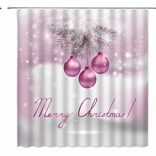 Pink Balls Fantasy Snowflake Shower Curtain 70" x 70"