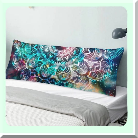Boho Medallion Floral Body Pillow Cover - Soft Zippered Protector for Bed - Decorative Tribal Cushioned Case - Large 20"x54" Retro Pillowcase