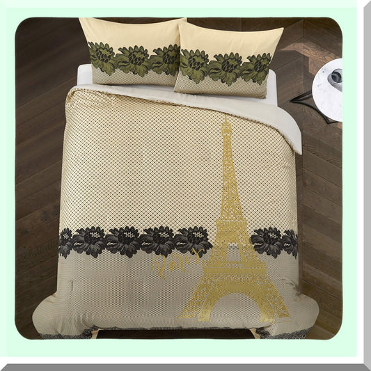Golden Elegance Lace Comforter Set