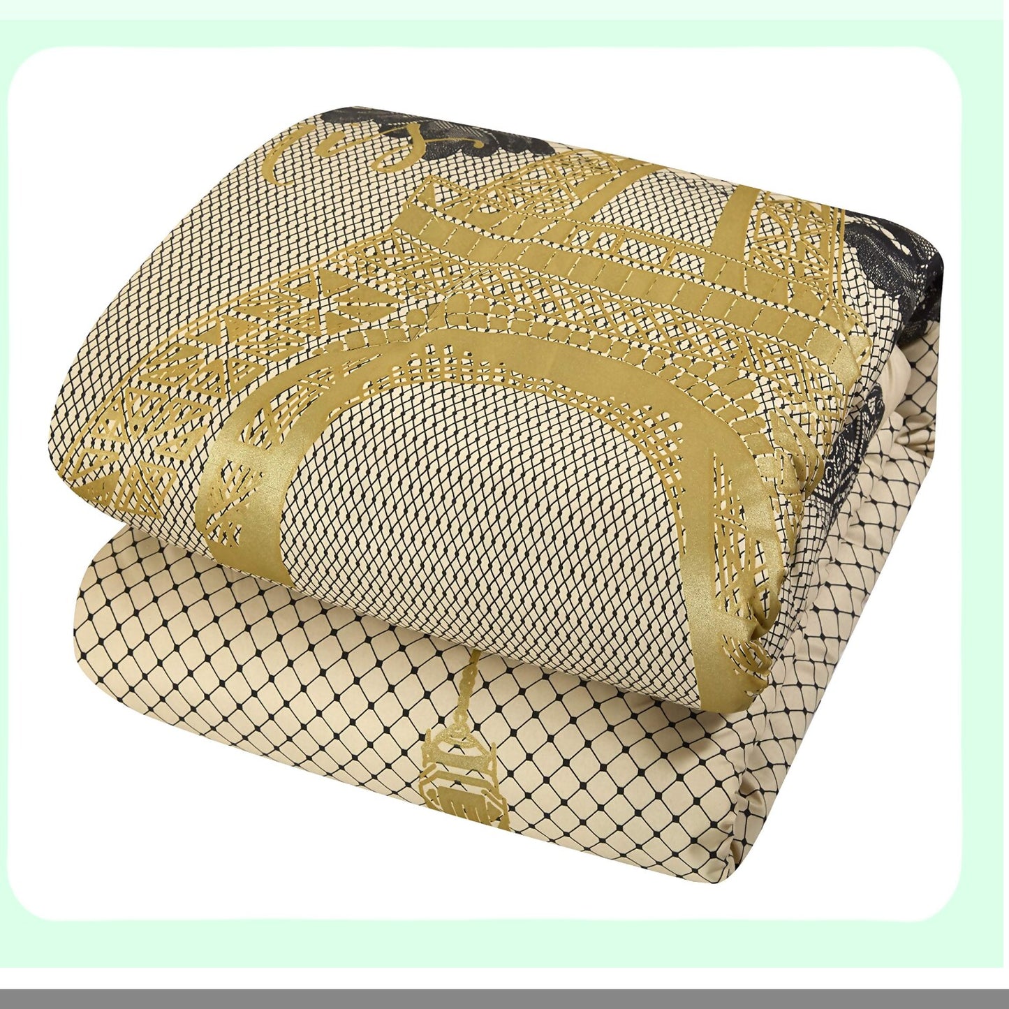 Golden Elegance Lace Comforter Set