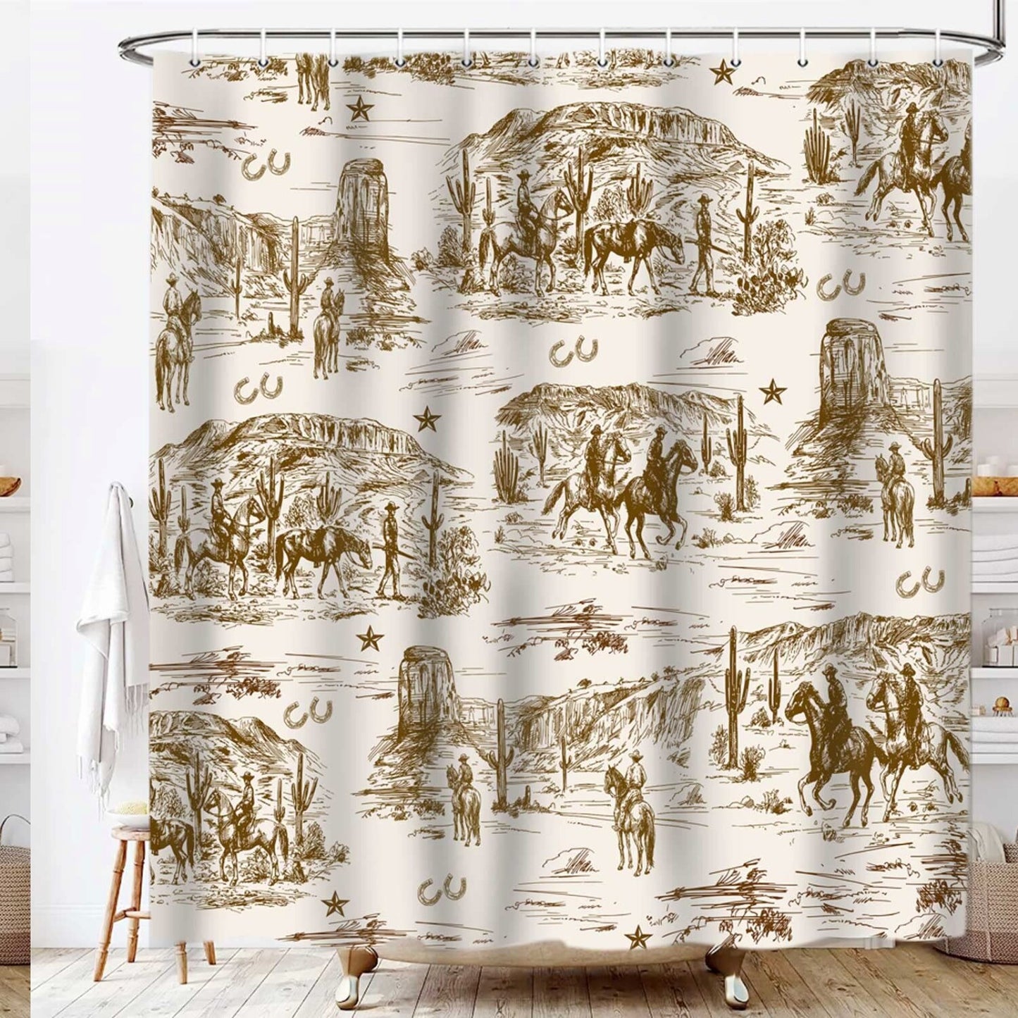 Western Cowboy Shower Curtain 72x72 Brown