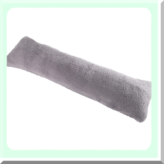 Sherpa Comfort Body Pillow Cover - Soft Plush Fabric with Side Zipper - 18 x 52 Inches - Grey Color - Cozy Sleep Accessories for Better Rest and Relaxation