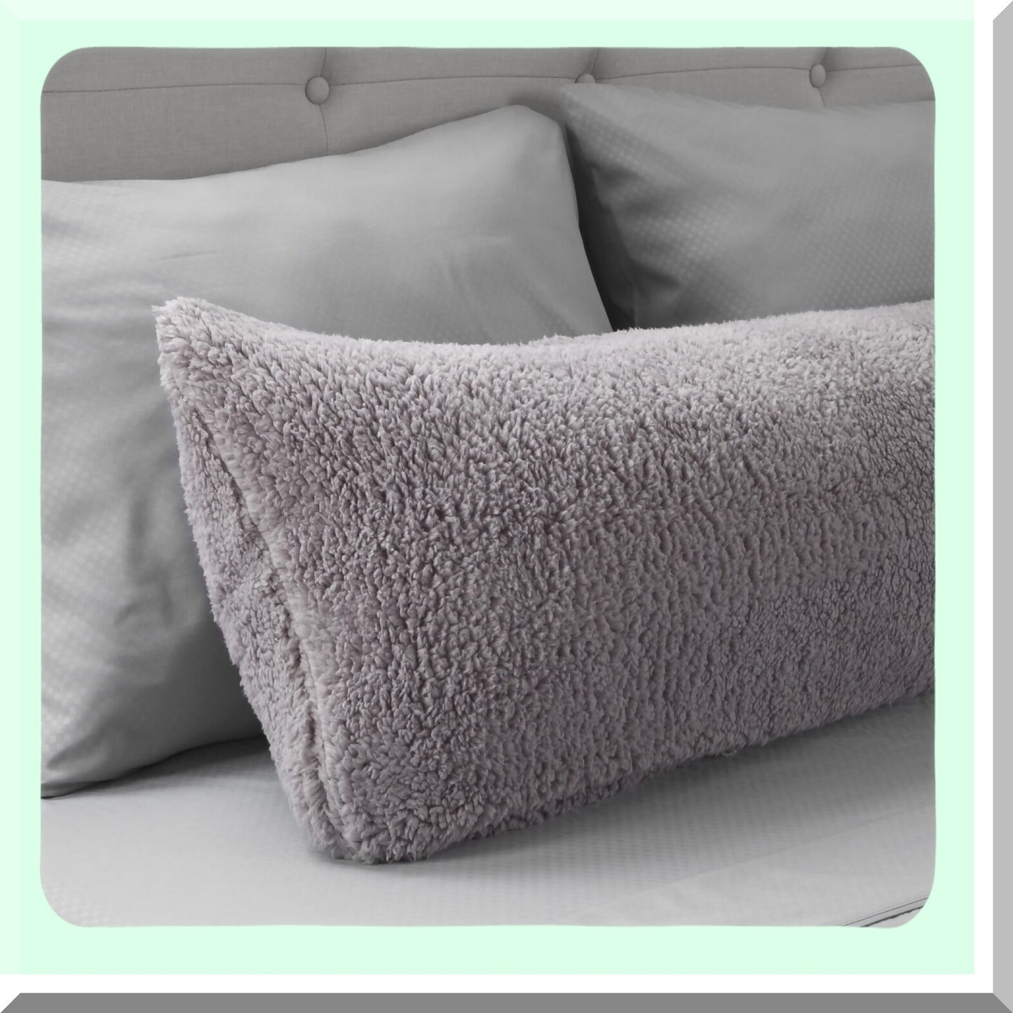 Sherpa Comfort Body Pillow Cover - Soft Plush Fabric with Side Zipper - 18 x 52 Inches - Grey Color - Cozy Sleep Accessories for Better Rest and Relaxation
