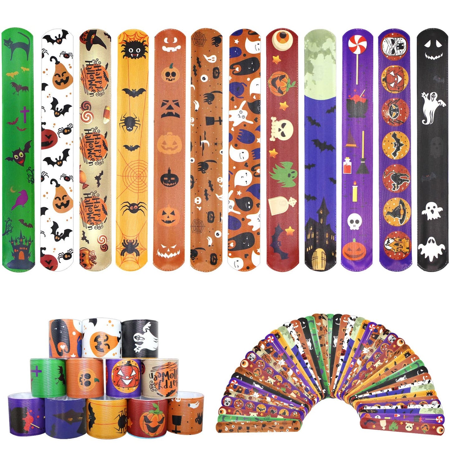 48 Pack Kids Slap Bracelets Bulk for Parties and Gifts