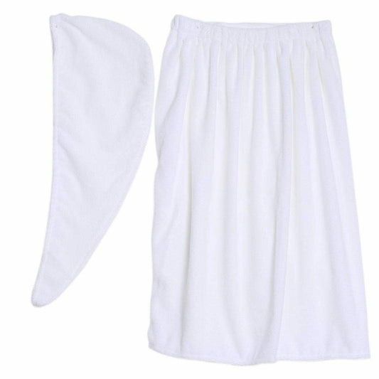 Women's Microfiber Bathrobe Set with Hair Drying Cap
