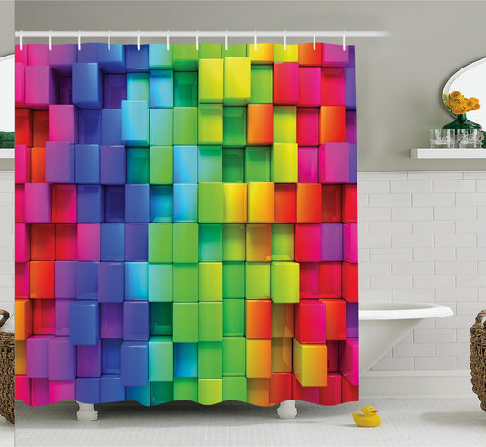 Colorful Rainbow Shower Curtain 69x70 inches