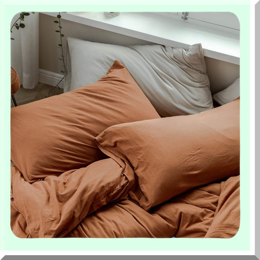 Breathable Comfort Jersey Pillowcase Set - Burnt Orange Envelope Closure Pillowcases - Ultra Soft Knit Pillow Covers - 20x36 Inches - Pack of 2