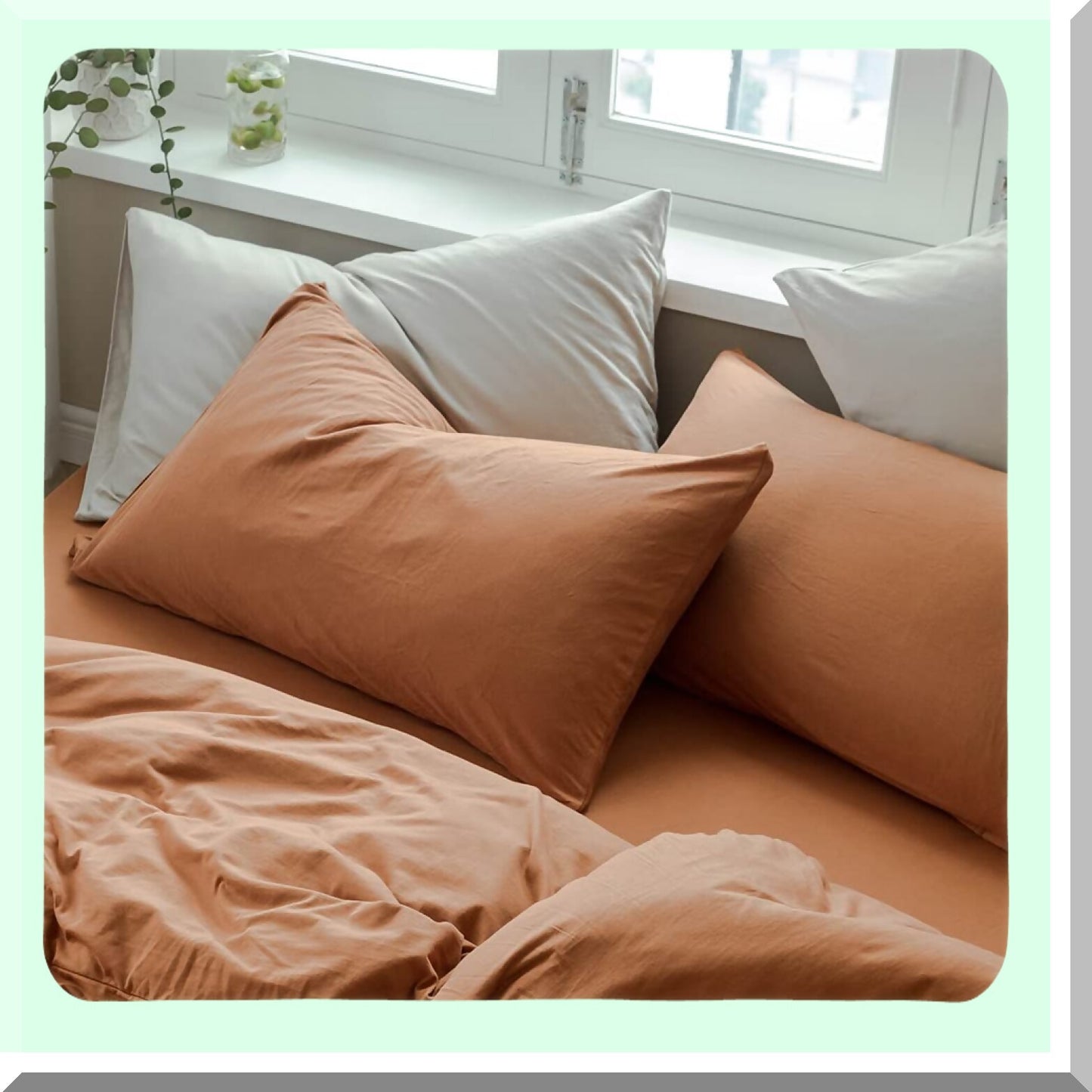 Breathable Comfort Jersey Pillowcase Set - Burnt Orange Envelope Closure Pillowcases - Ultra Soft Knit Pillow Covers - 20x36 Inches - Pack of 2