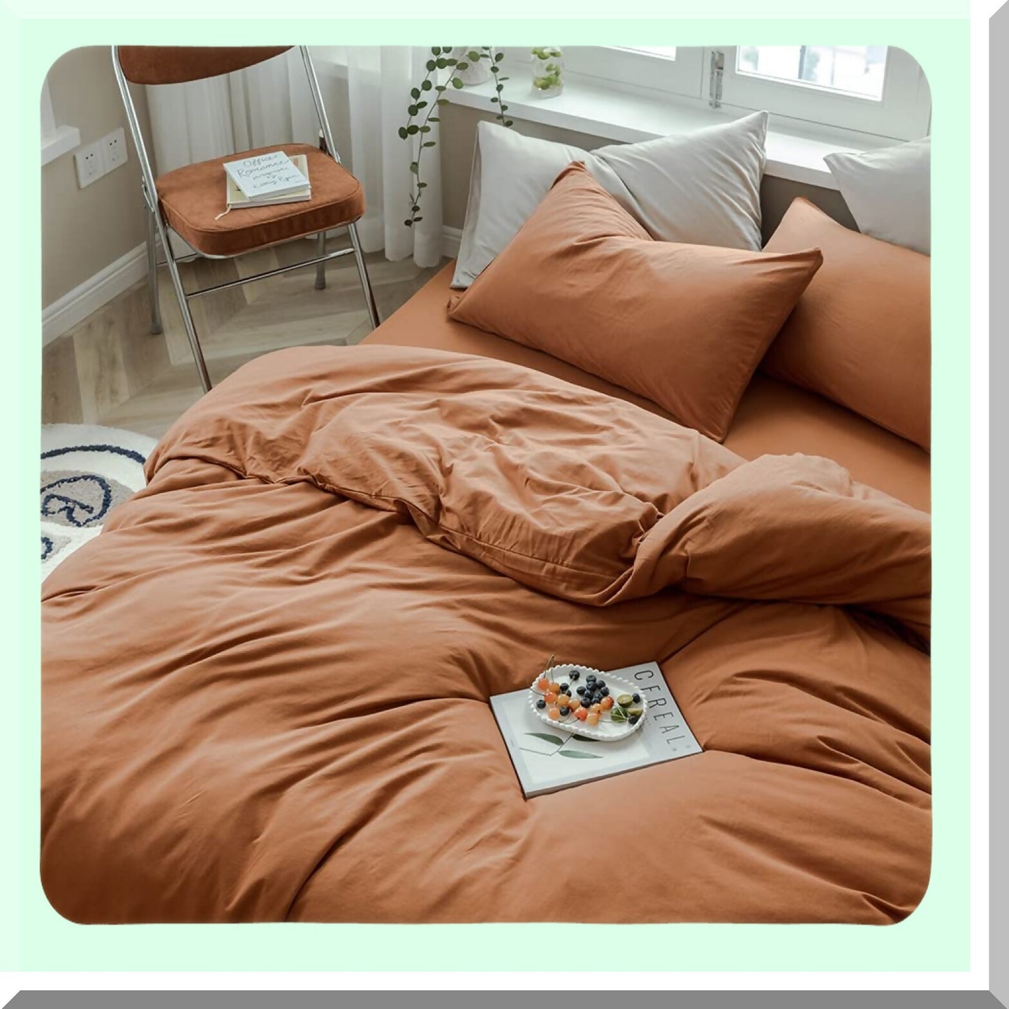 Breathable Comfort Jersey Pillowcase Set - Burnt Orange Envelope Closure Pillowcases - Ultra Soft Knit Pillow Covers - 20x36 Inches - Pack of 2