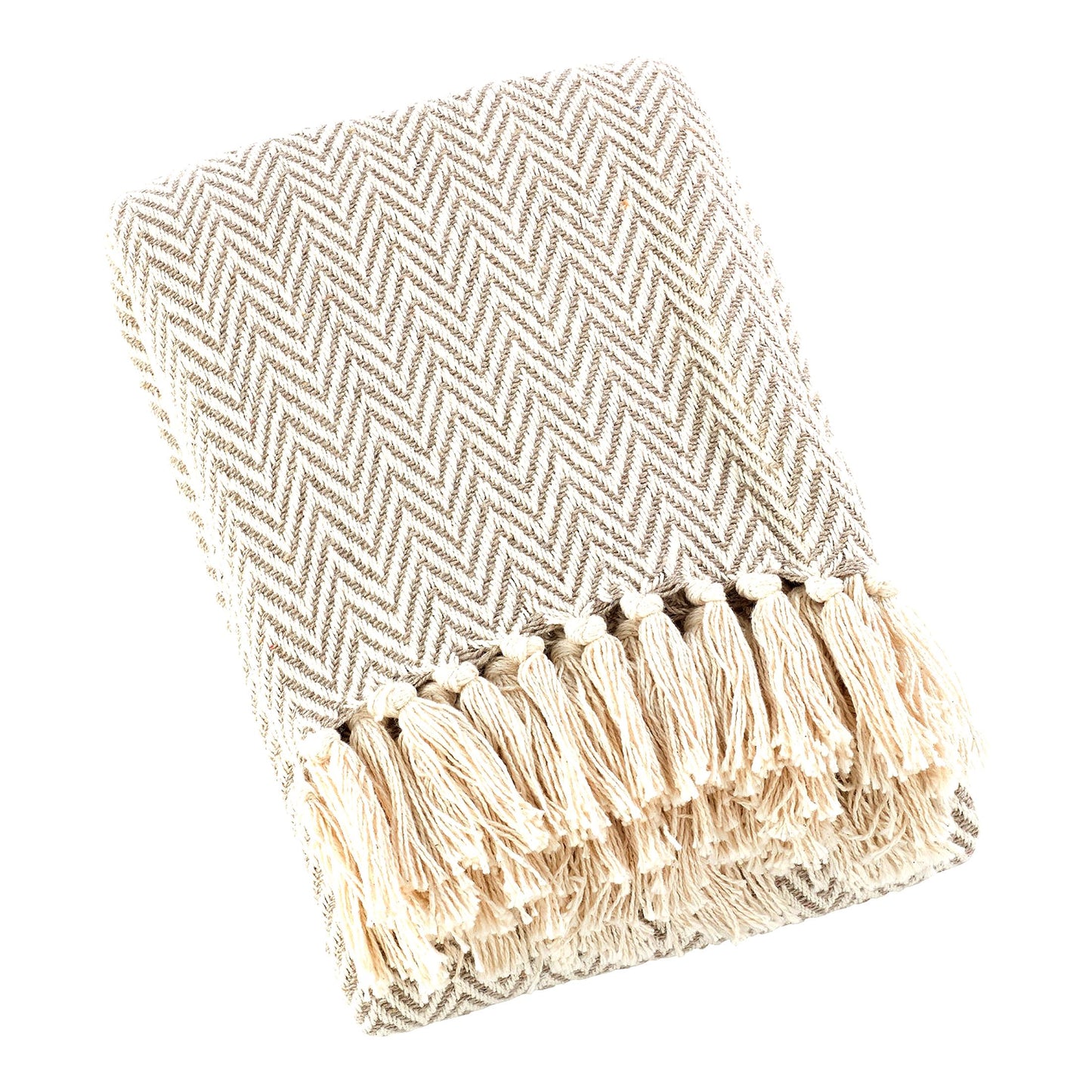 Sevan Soft Cotton Chevron Throw Blanket, Natural 50x60 - Cozy & Stylish Home Decor