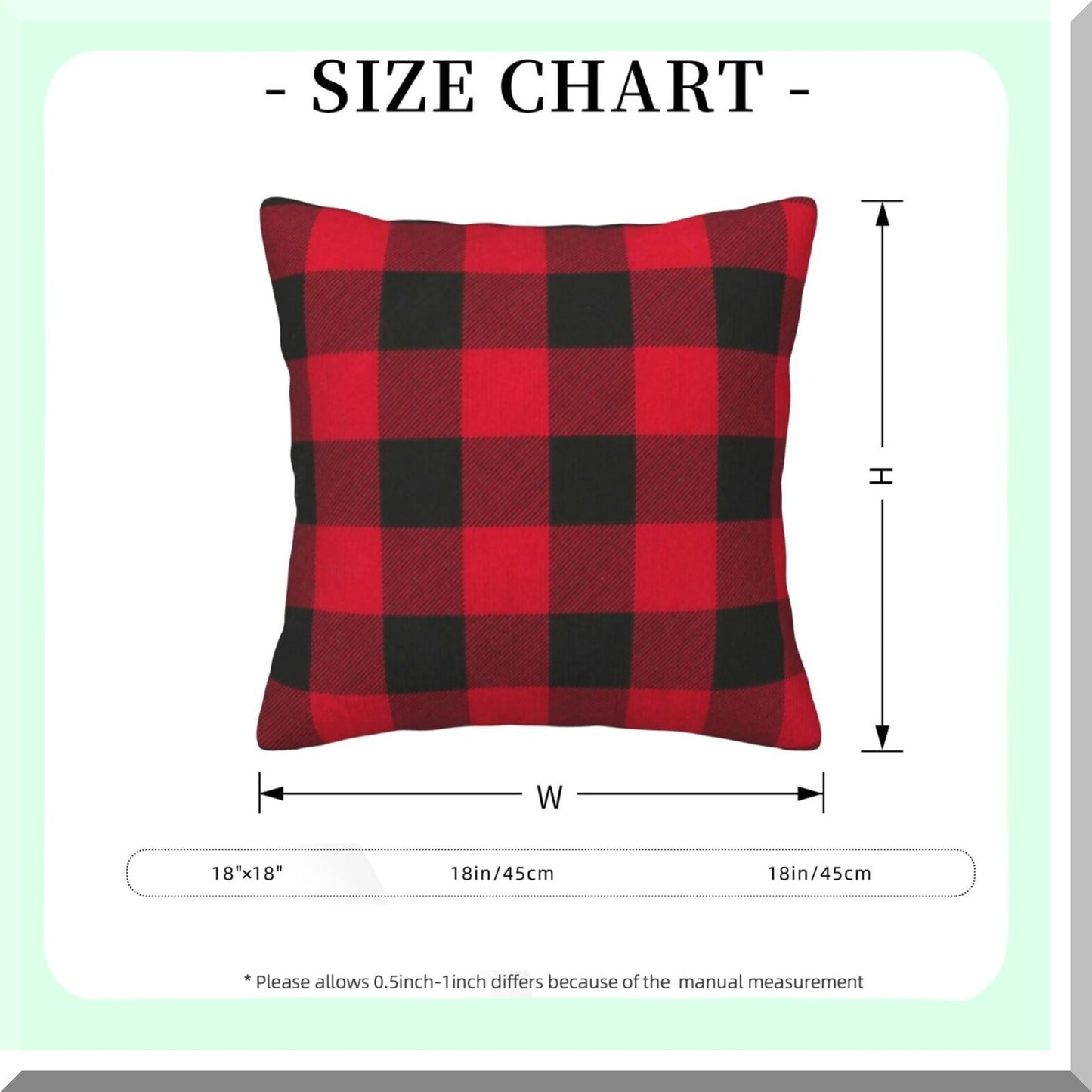 Buffalo Check Cotton Throw Pillow Set - Modern Home Decor Cushion Cover 18x18 Inch - Black and Red Plaid Pillow Case - Set of 2
