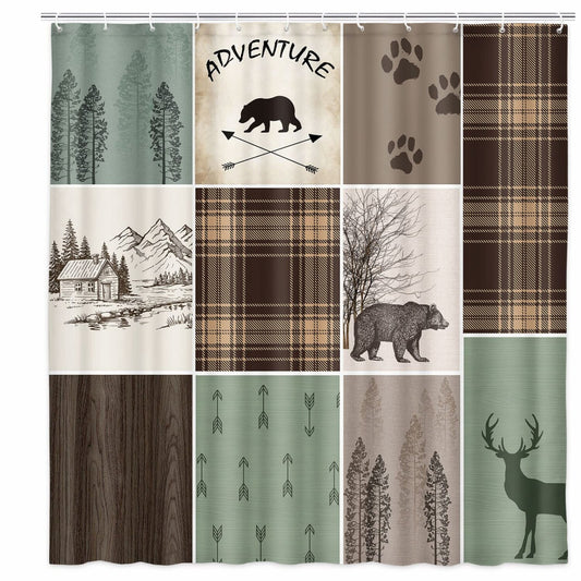 Cabin Rustic Lodge Shower Curtain 60x70