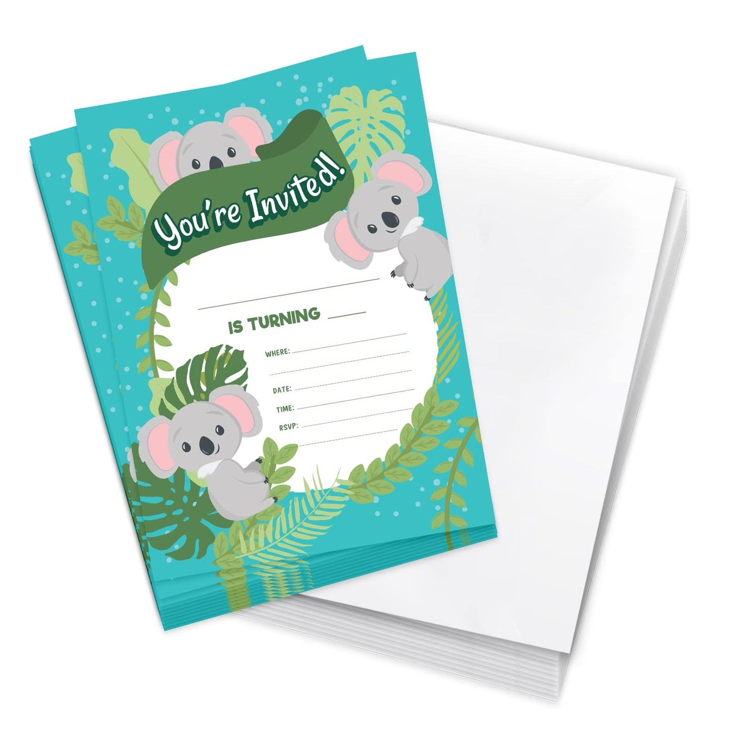 Happy Birthday Invitations Pack with Envelopes for Kids and Teens