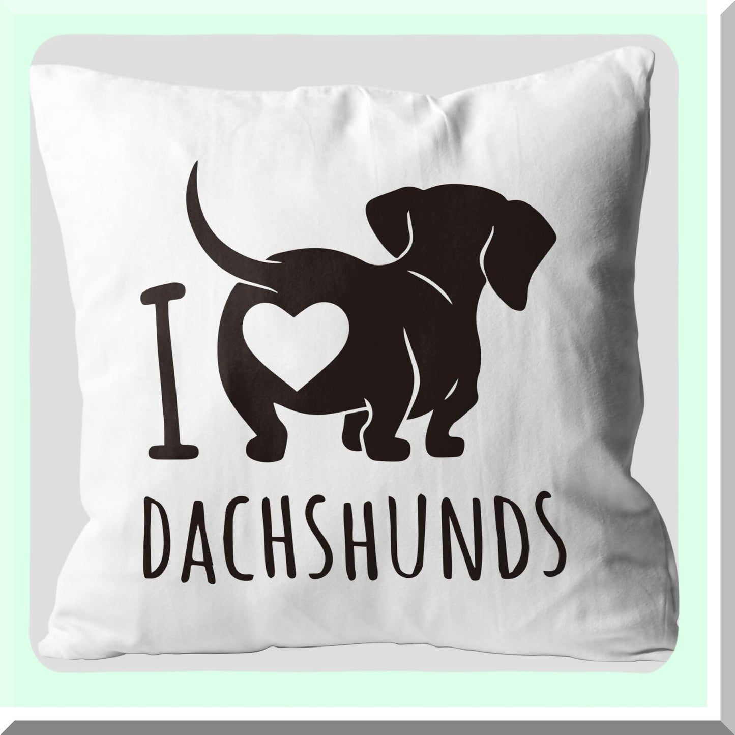 Dachshund Love Decorative Pillow Cover - Dog Lover Gifts, Flannel Sofa Couch Bed Case, 18x18 Inch Painting Design Throw Pillow (022B)